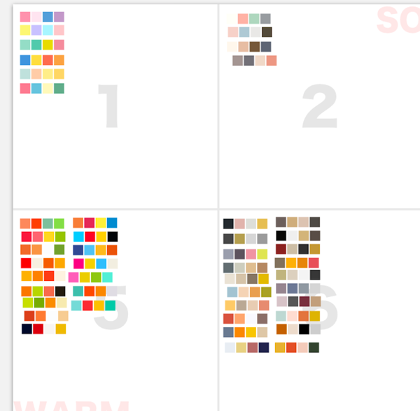 配色をイメージ別のマトリクス上に分類してデザインワークに役立てる